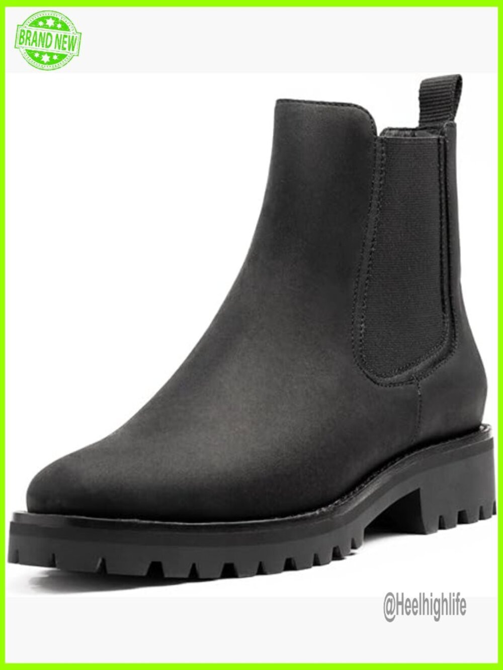 Women's Rugged Chelsea Boots, Leather Ankle Booties, Slip-On Work Boots